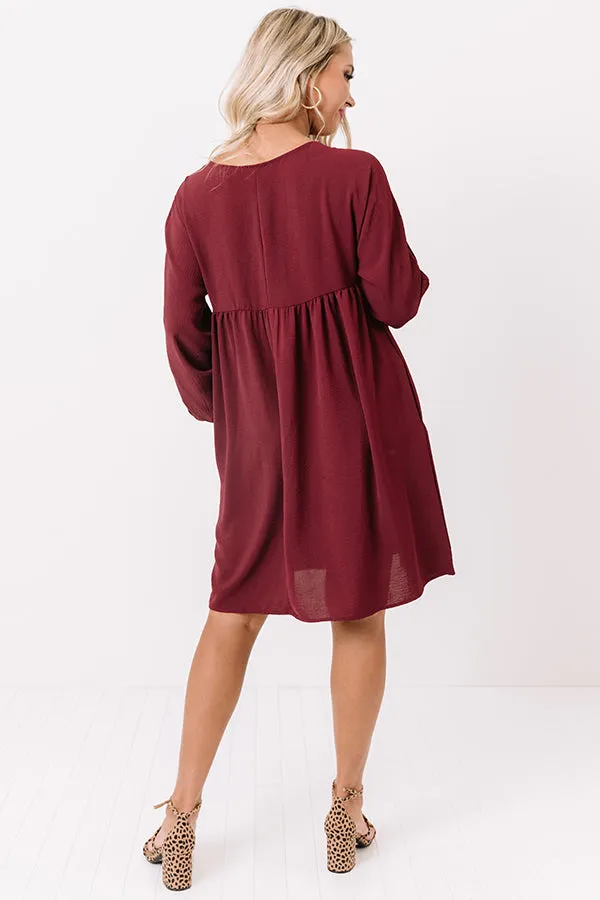 Charming Pose Babydoll Dress In Maroon