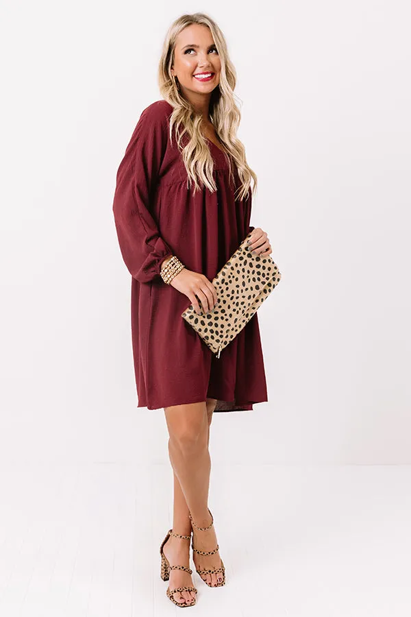 Charming Pose Babydoll Dress In Maroon