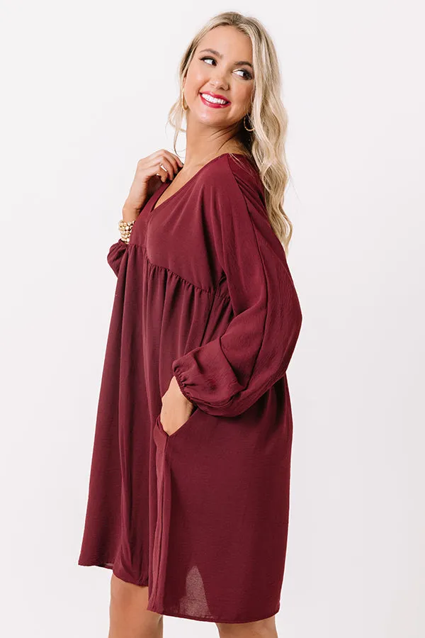 Charming Pose Babydoll Dress In Maroon