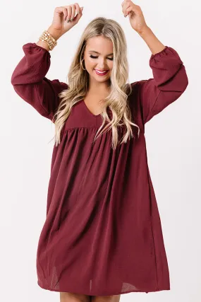 Charming Pose Babydoll Dress In Maroon