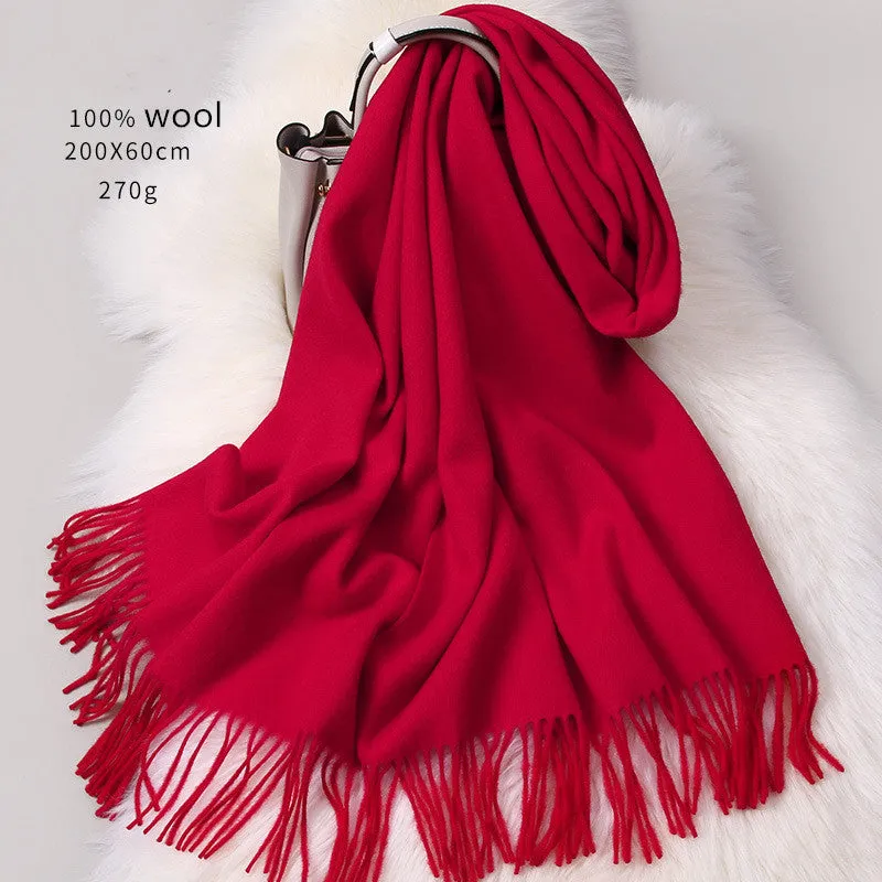 Chinese red imitation cashmere wool scarf