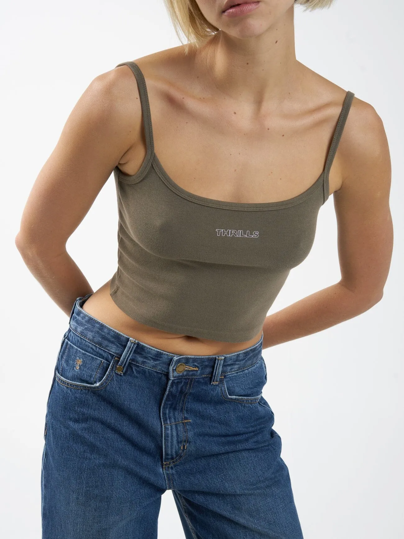 Clique Bound Crop Tank - Desert