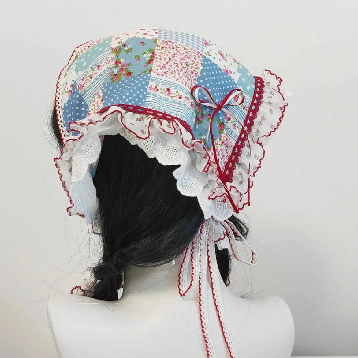 Colorful Floral Lace Ribbon Bowknot Hair Scarf