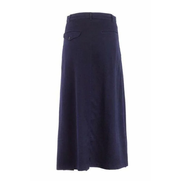 Comme Des Garçons Navy Asymmetric Maxi Skirt