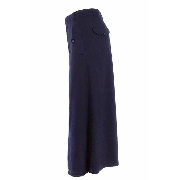 Comme Des Garçons Navy Asymmetric Maxi Skirt