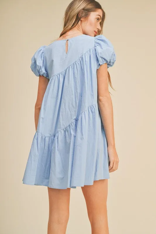 Conflower Blue Babydoll Mini Dress