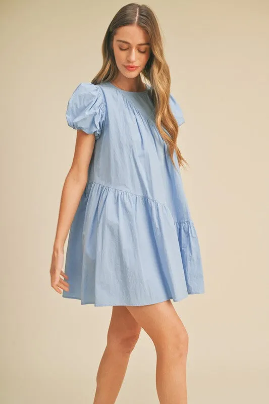 Conflower Blue Babydoll Mini Dress