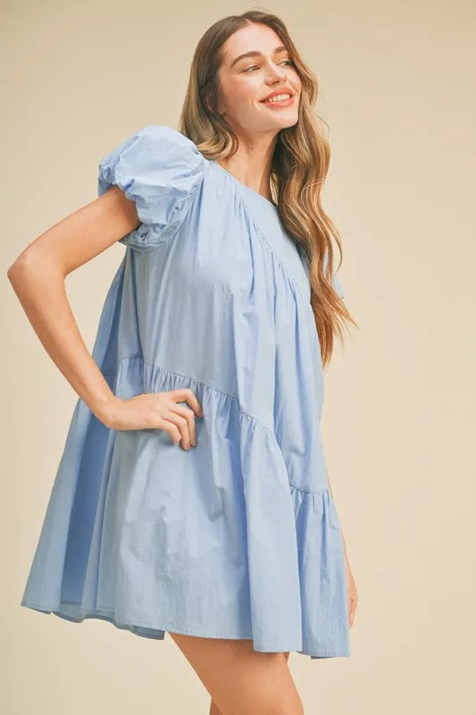 Conflower Blue Babydoll Mini Dress