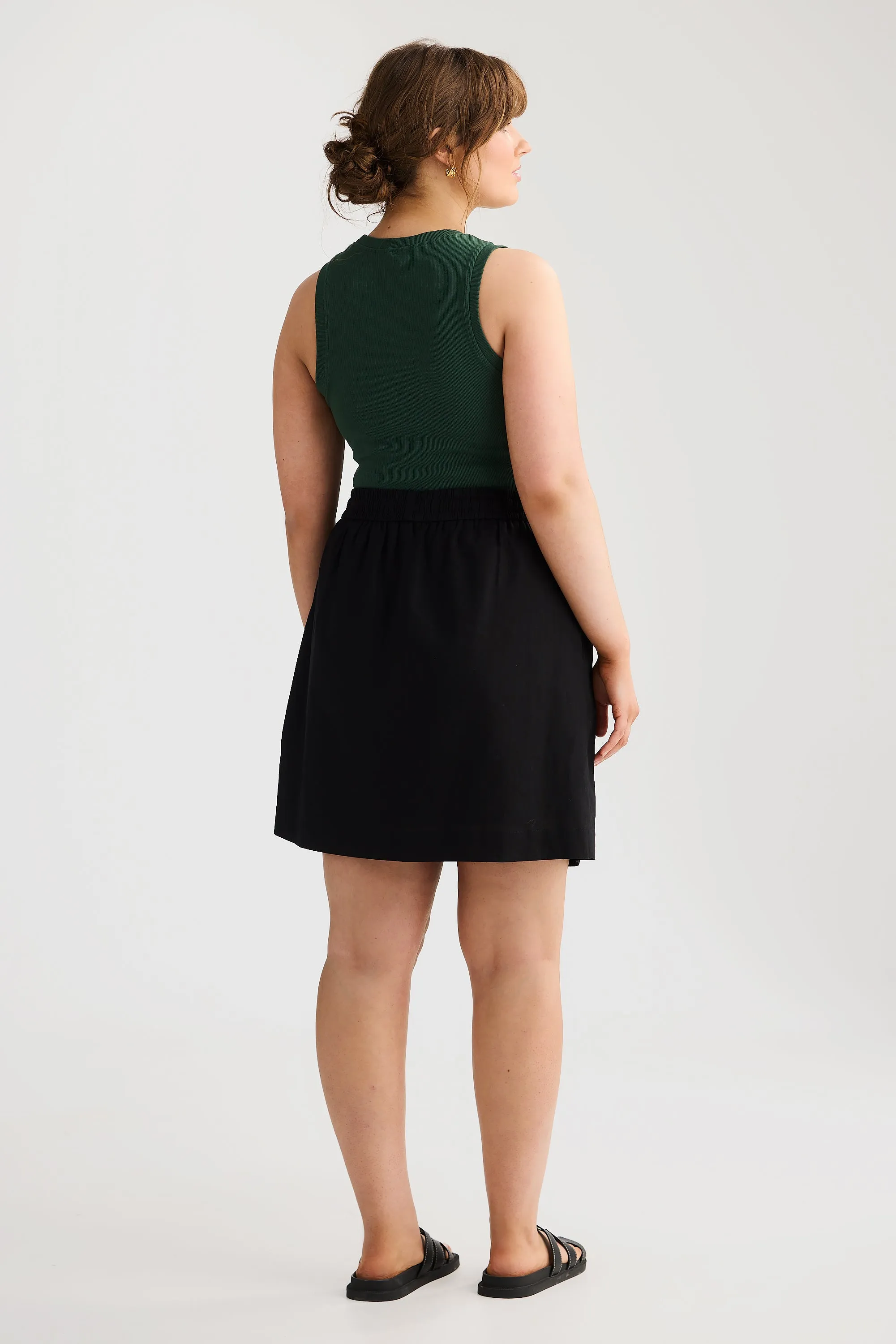 Core Drawstring Mini Skirt - Black