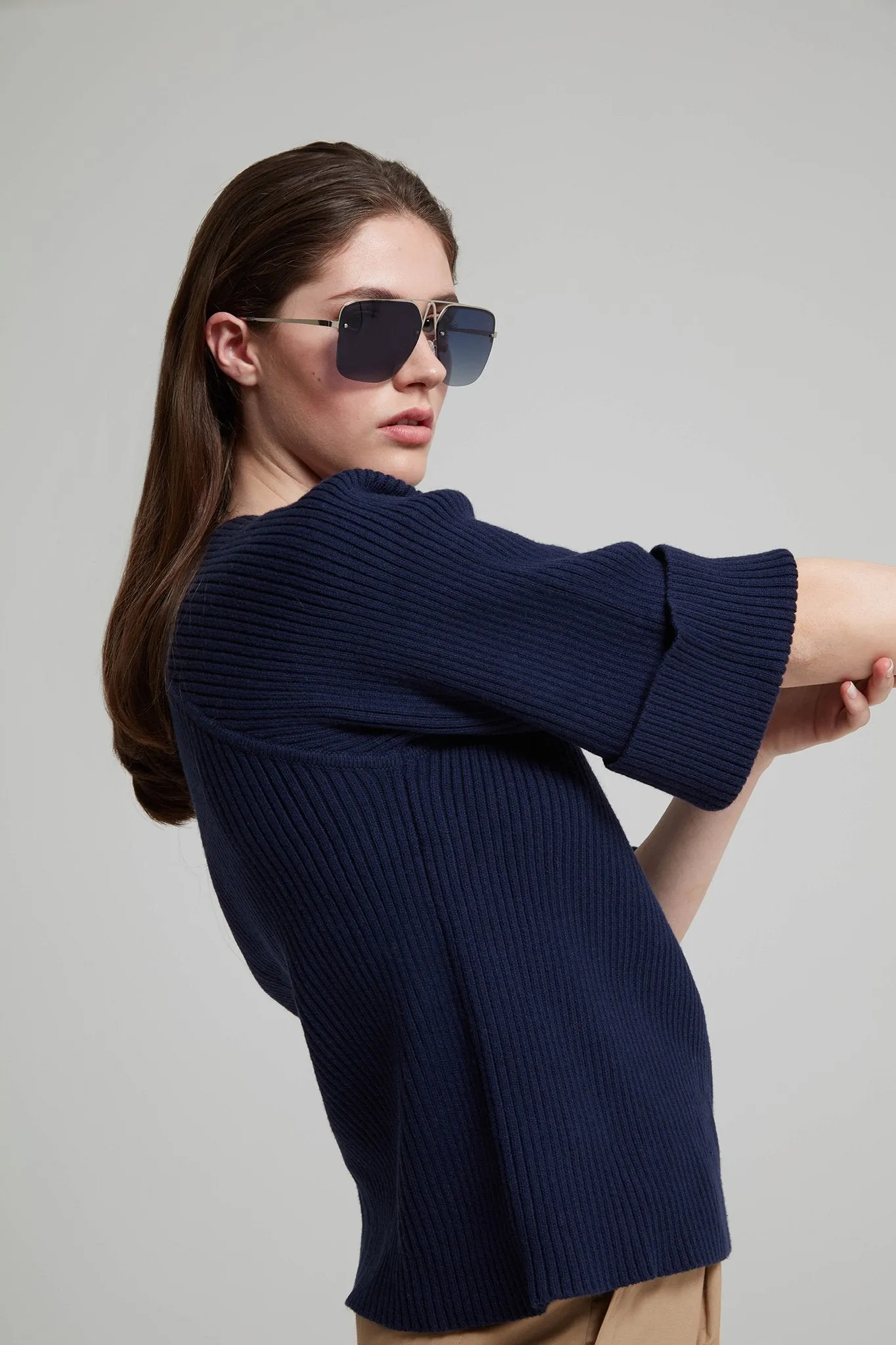 Cotton Blend Ribbed Sweater