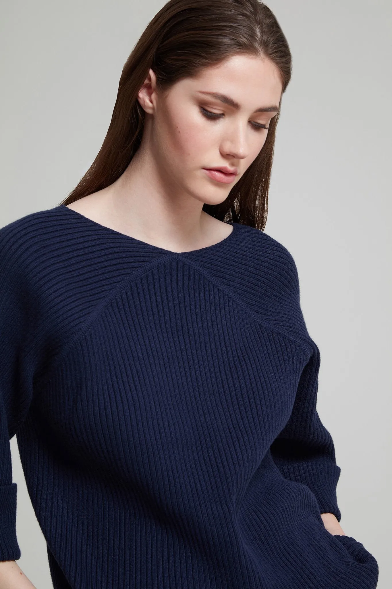 Cotton Blend Ribbed Sweater