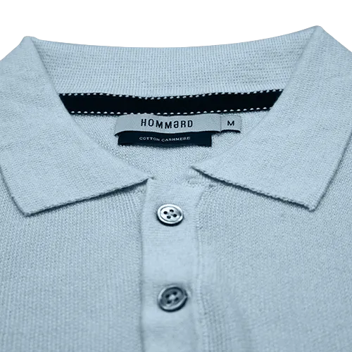 Cotton Cashmere Polo Shirt Cancale in fine pique stitch Light Blue