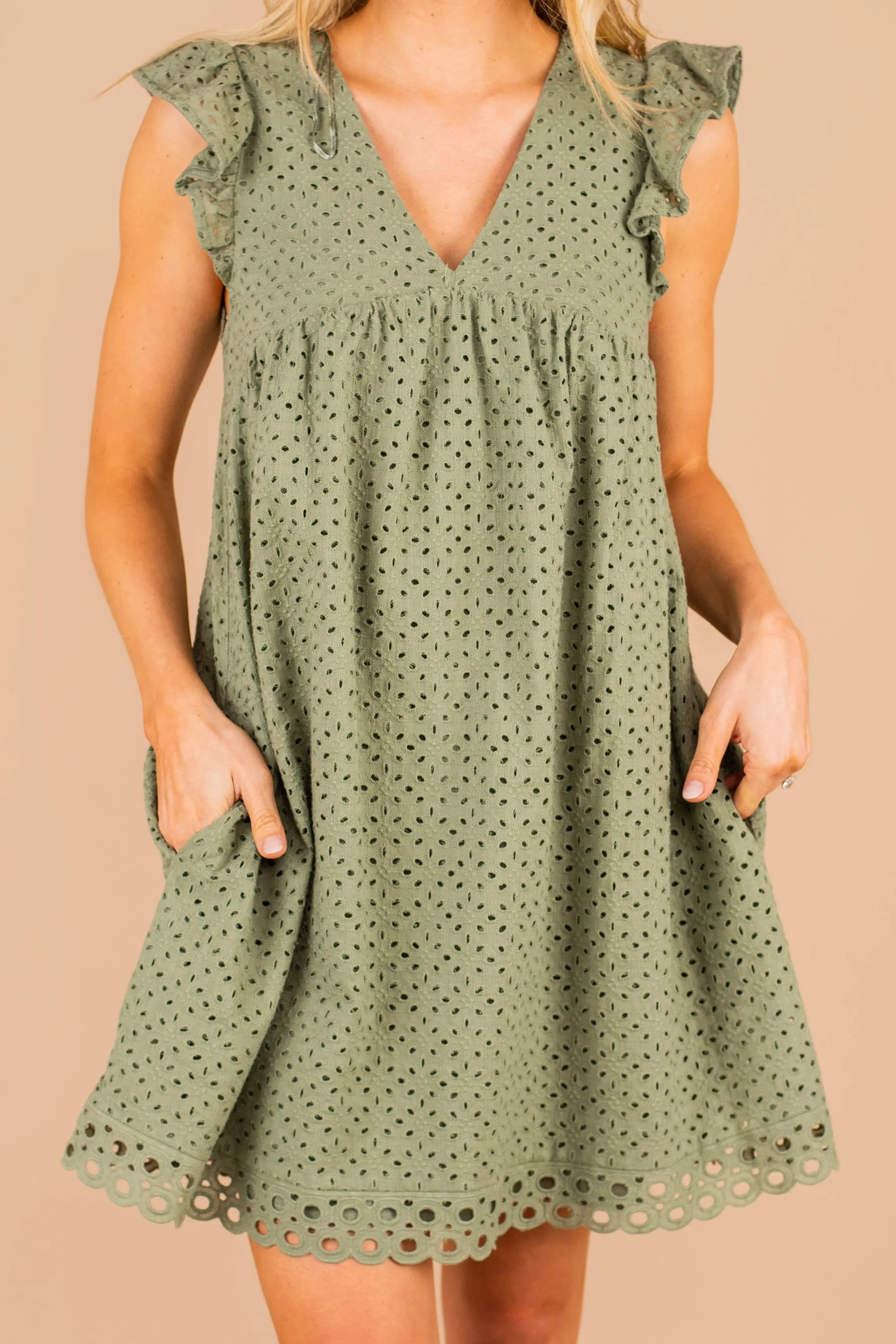 Couldn't Be Sweeter Sage Green Eyelet Dress