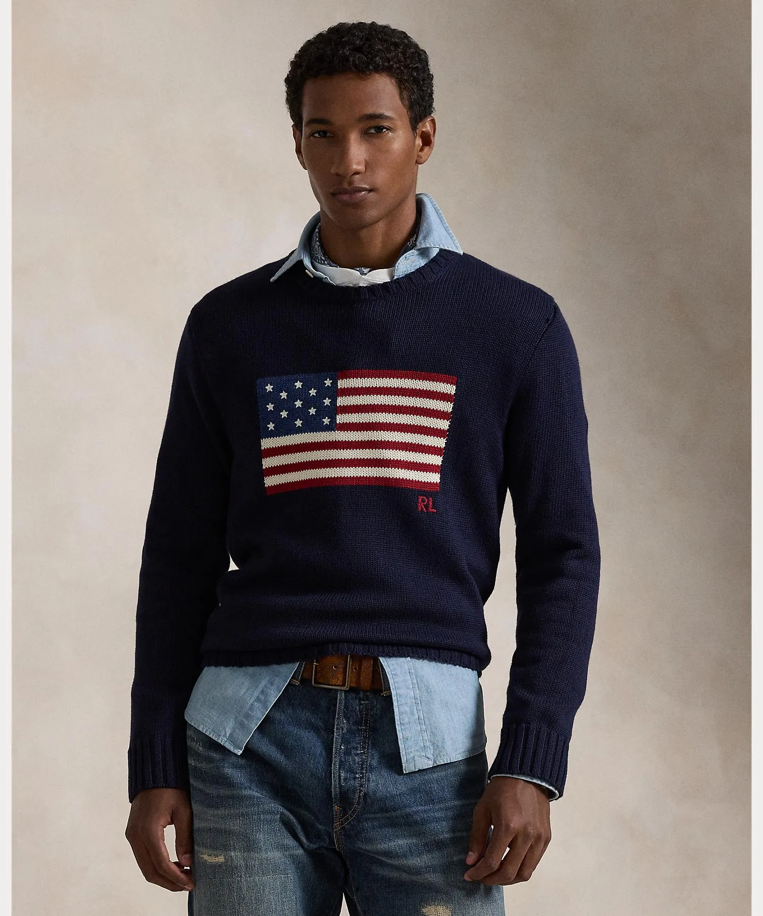 CREW NECK FLAG SWEATER