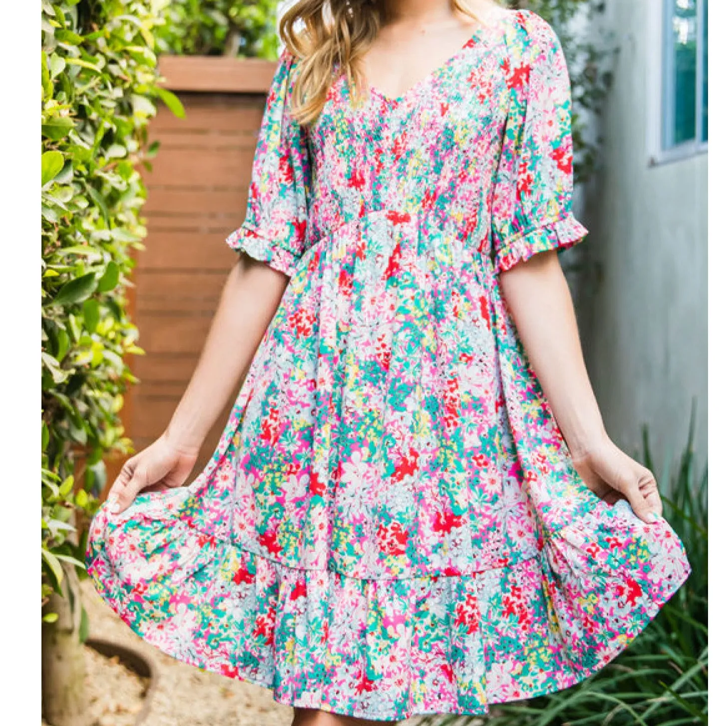 Dainty Floral Print Babydoll Dress