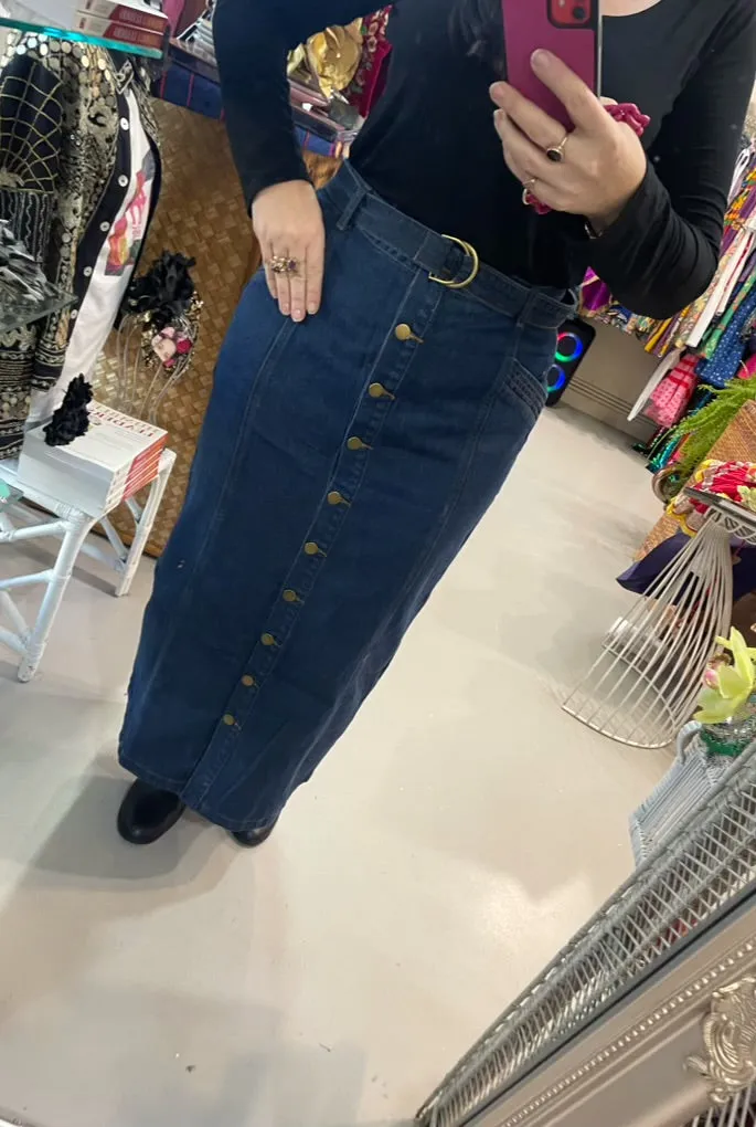 Dark Denim Long Skirt