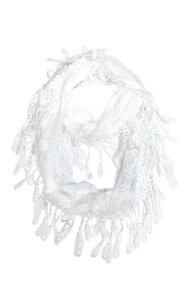 DBH25 Soft Tassel Lace Infinity Scarf