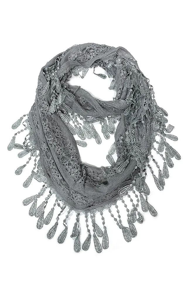 DBH25 Soft Tassel Lace Infinity Scarf