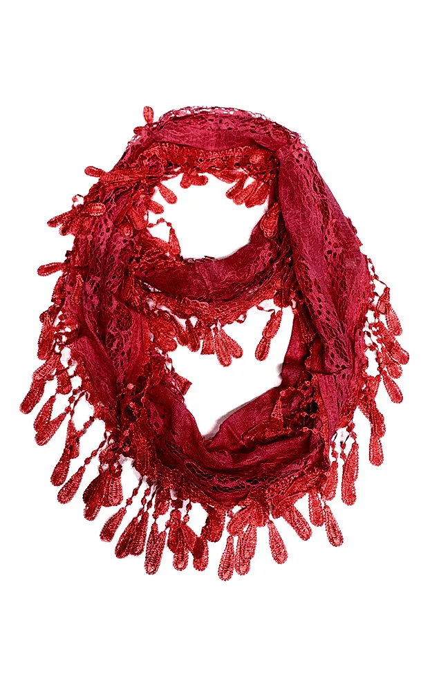 DBH25 Soft Tassel Lace Infinity Scarf