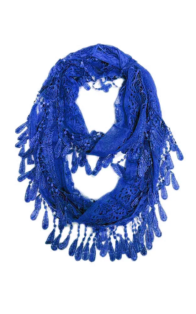 DBH25 Soft Tassel Lace Infinity Scarf