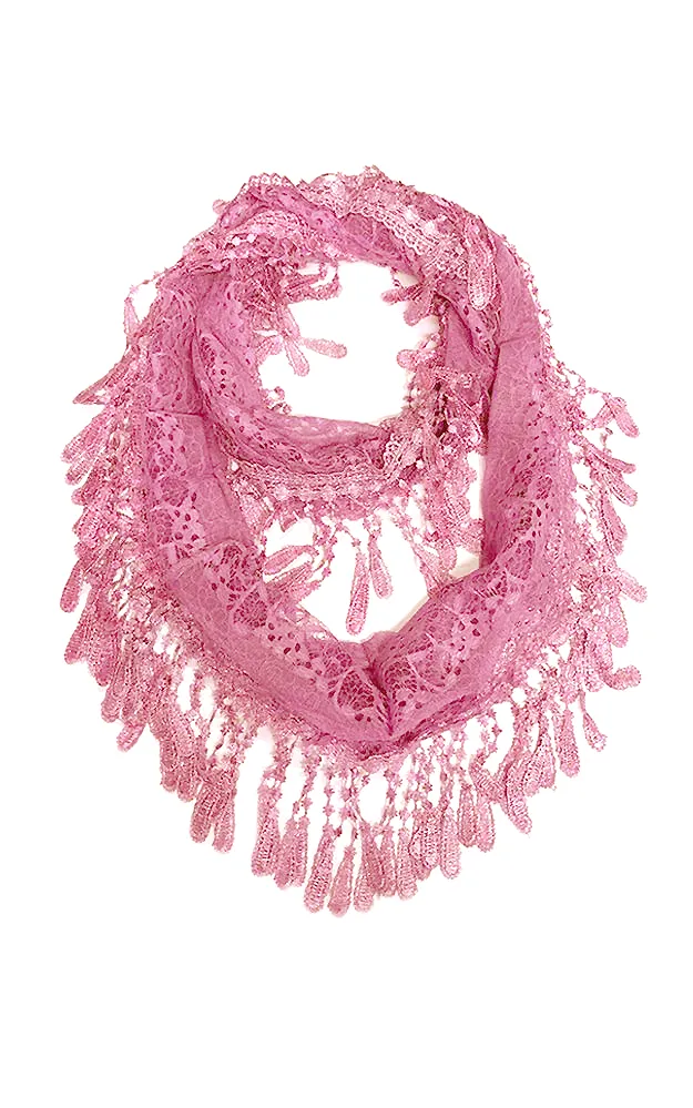 DBH25 Soft Tassel Lace Infinity Scarf