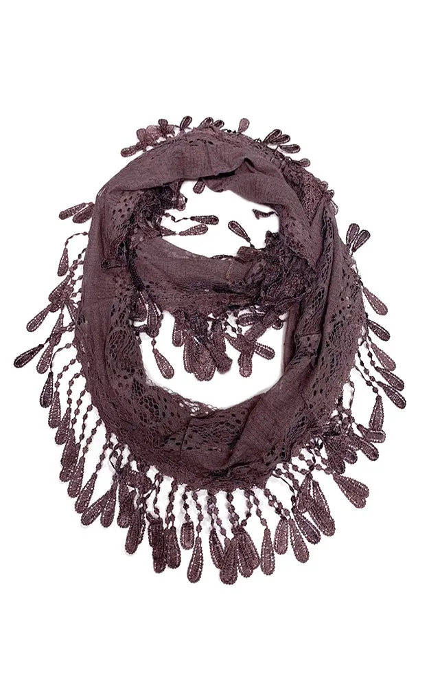 DBH25 Soft Tassel Lace Infinity Scarf