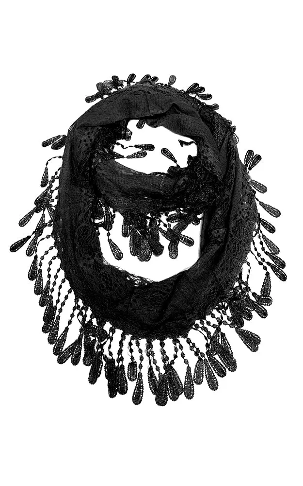 DBH25 Soft Tassel Lace Infinity Scarf