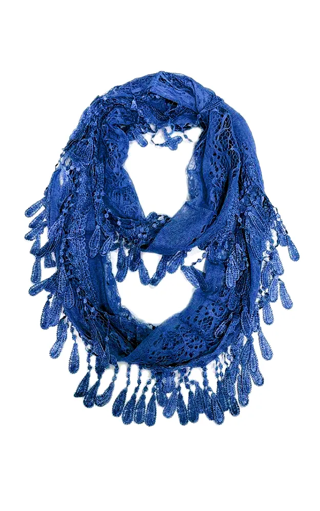 DBH25 Soft Tassel Lace Infinity Scarf