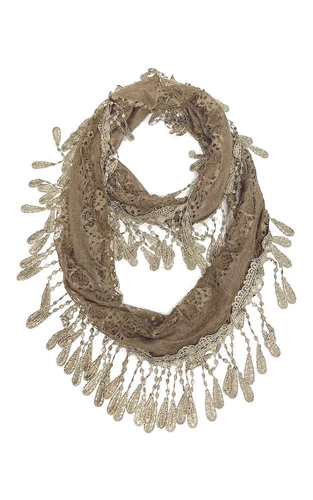 DBH25 Soft Tassel Lace Infinity Scarf