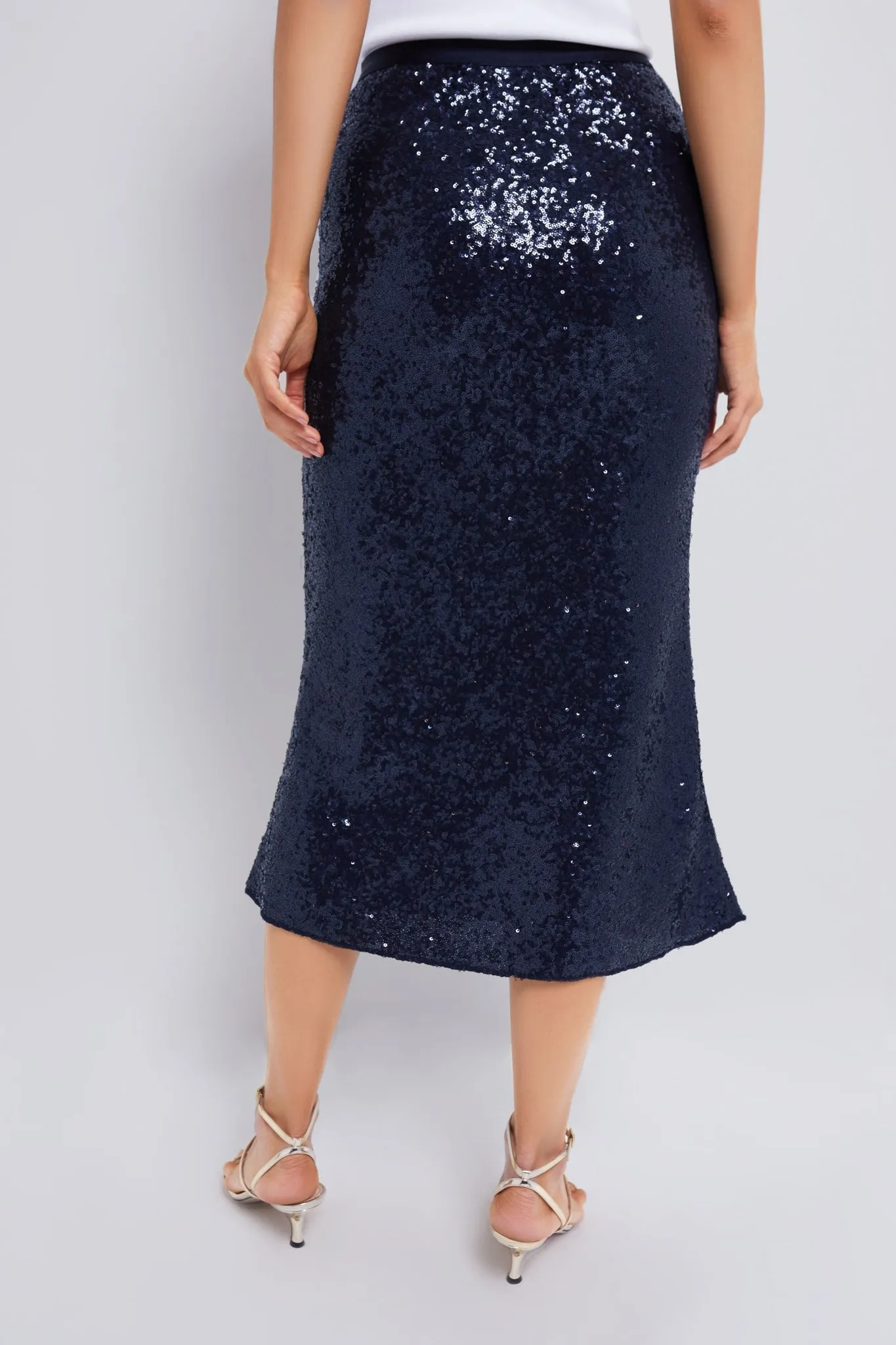 Deep Navy Sequin A-Line Skirt