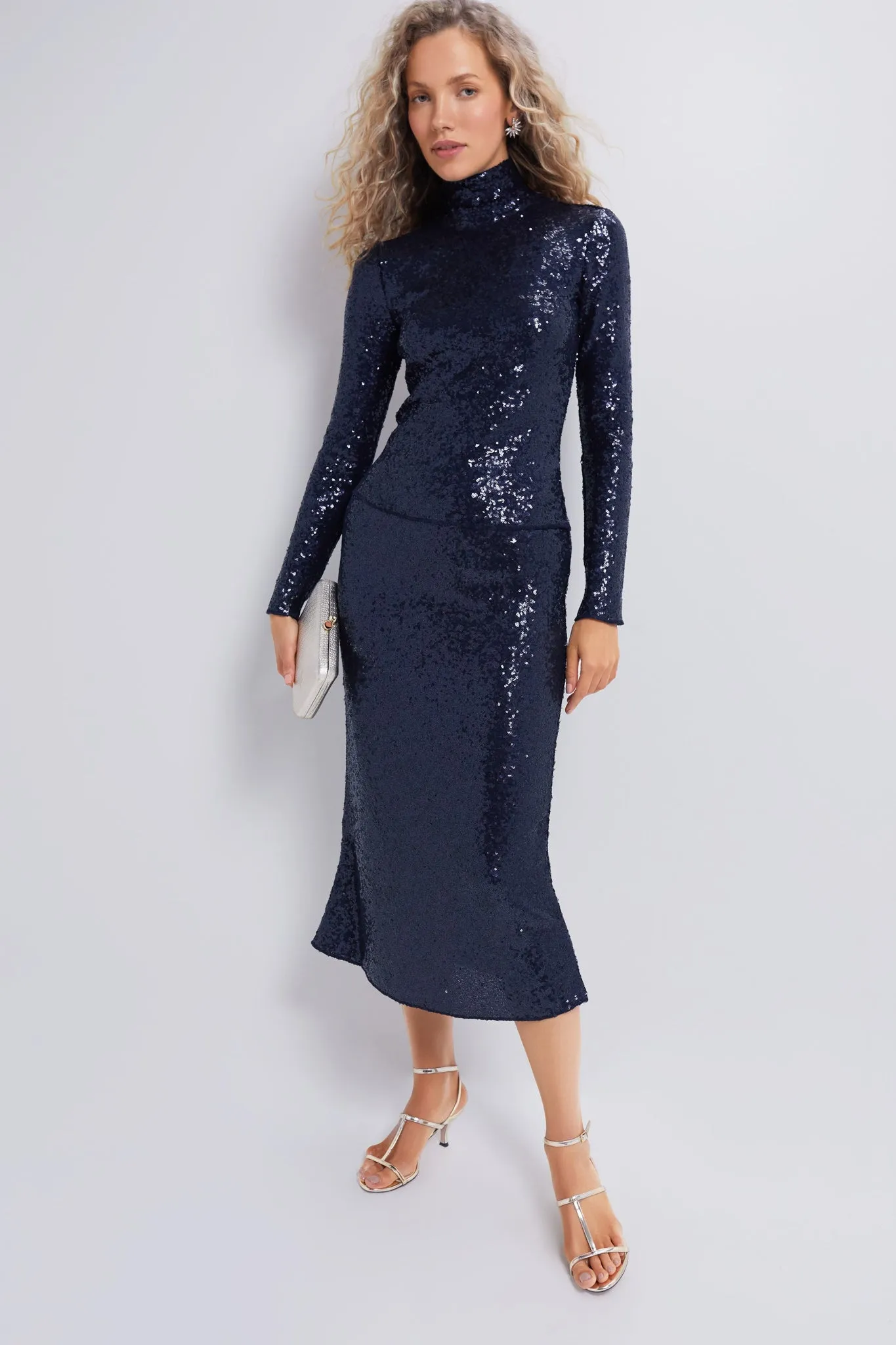 Deep Navy Sequin A-Line Skirt