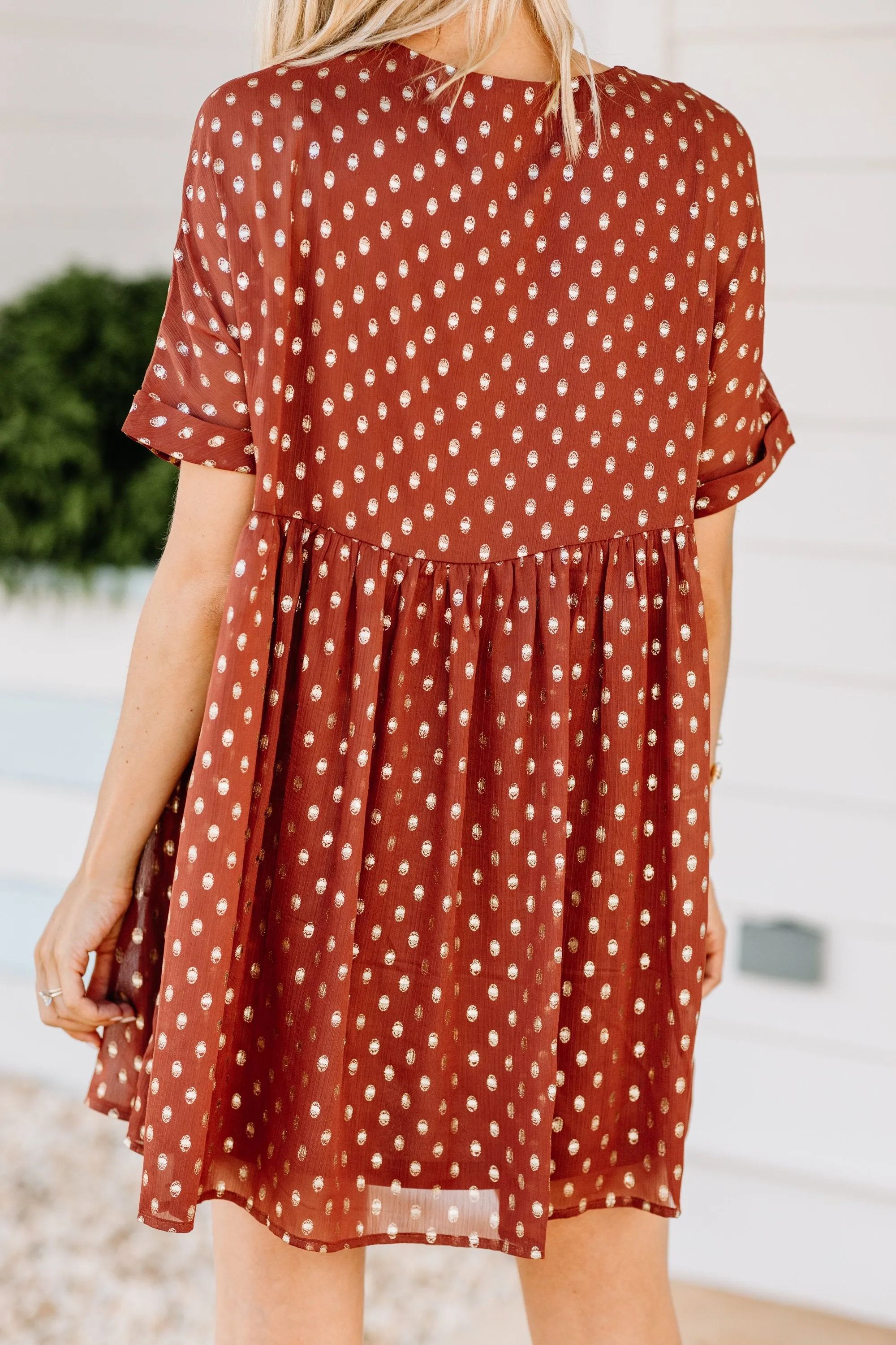 Do Your Thing Rust Orange Polka Dot Dress