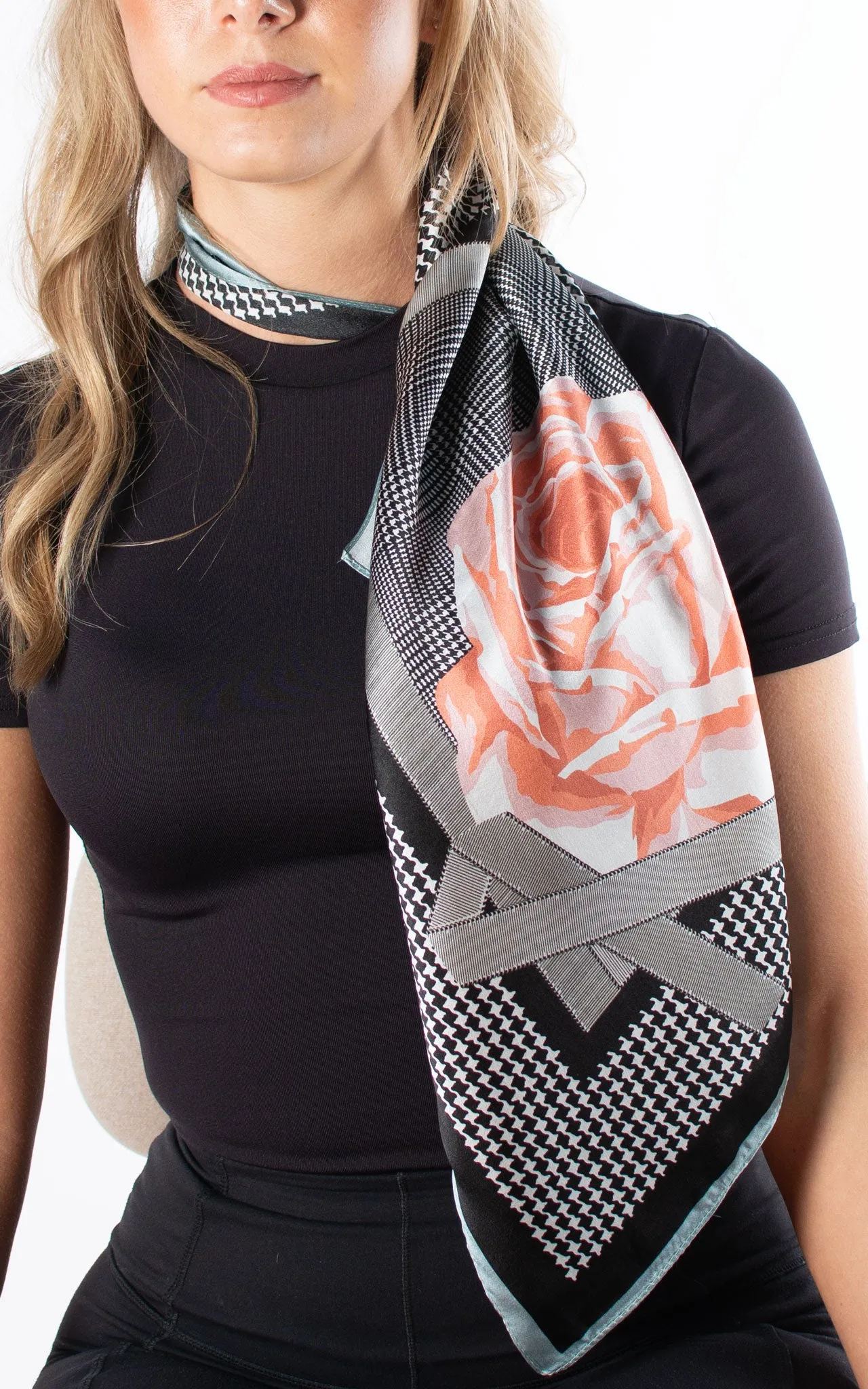 Dogtooth & Rose Square Silk Scarf