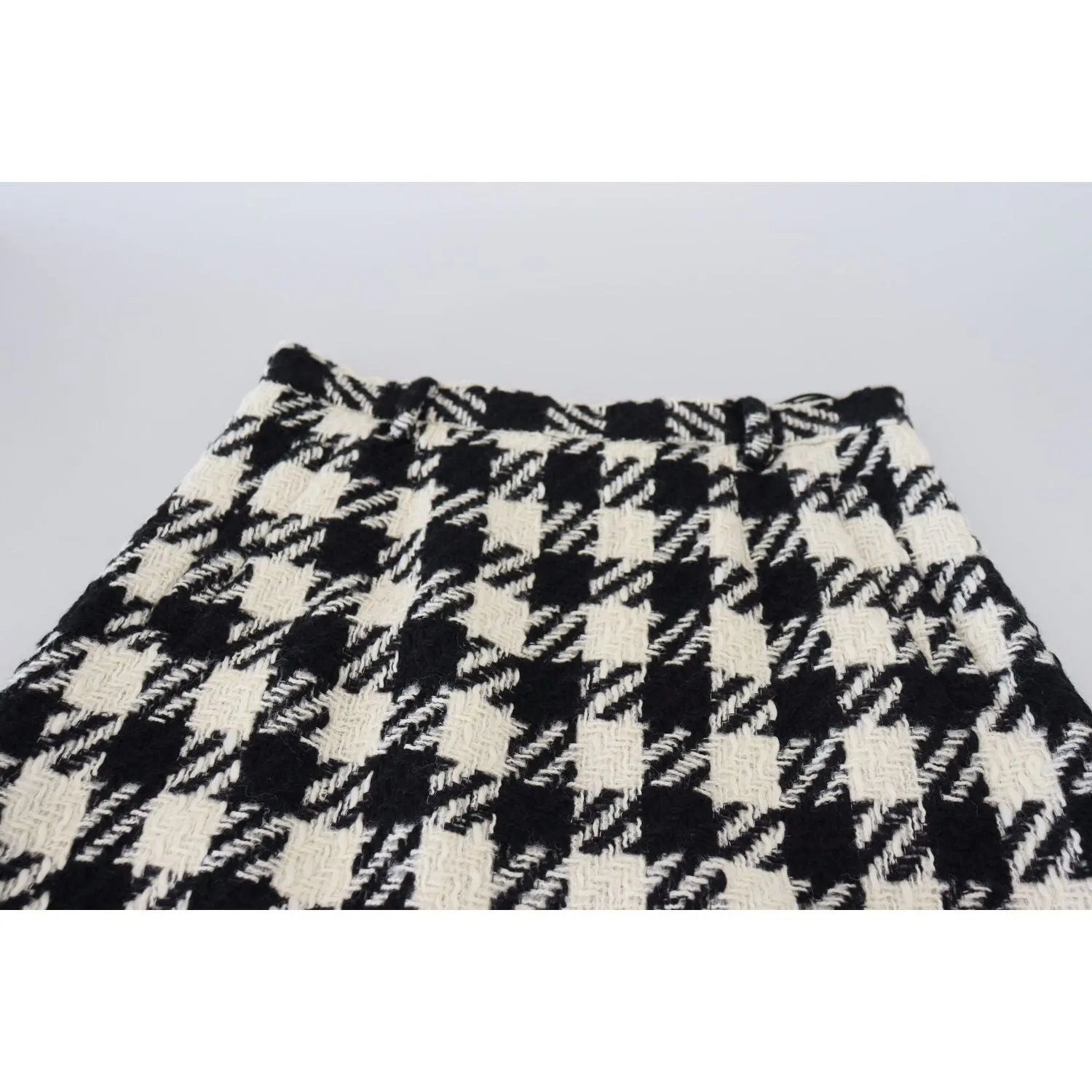 Dolce & Gabbana Elegant Houndstooth High-Waist Knee-Length Skirt