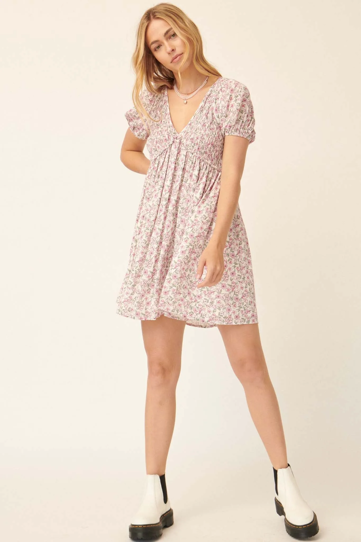 Dream Valley Floral Babydoll Mini Dress