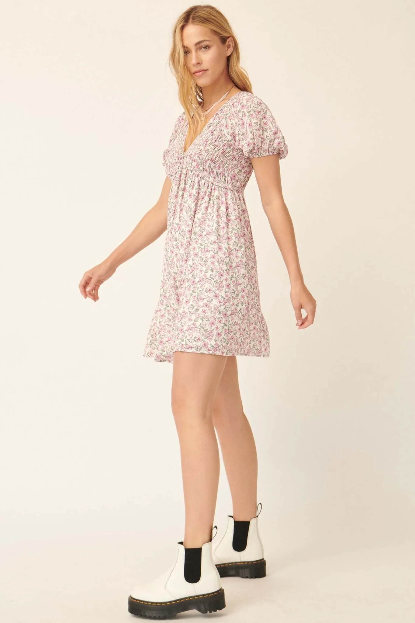 Dream Valley Floral Babydoll Mini Dress