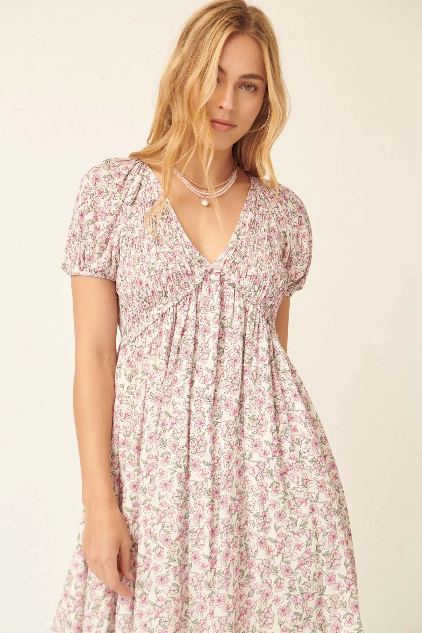 Dream Valley Floral Babydoll Mini Dress