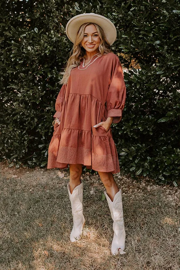 Dreamy Moment Mini Dress in Rust