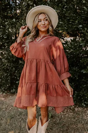 Dreamy Moment Mini Dress in Rust