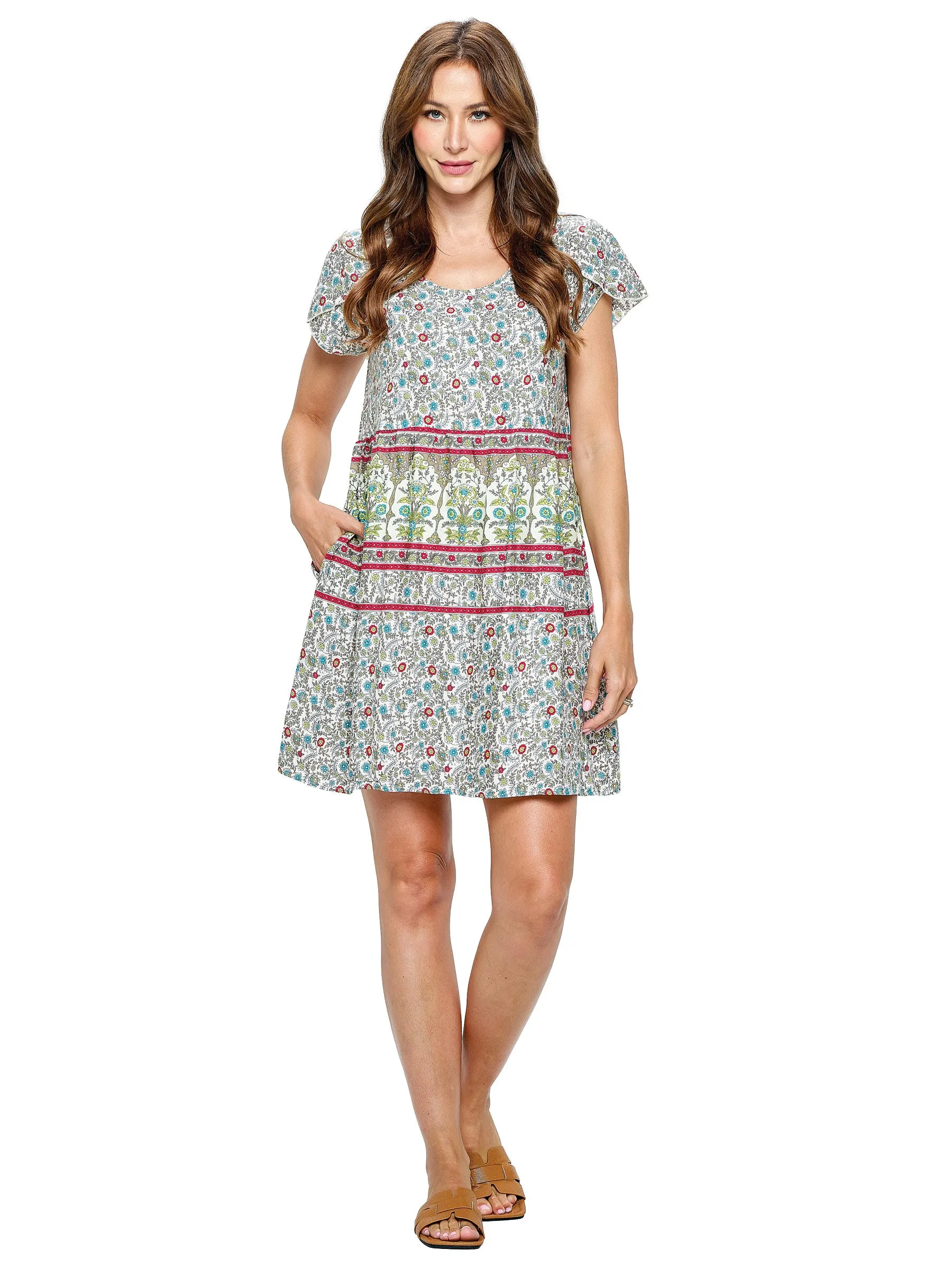 Dress Floral Pattern With Pockets