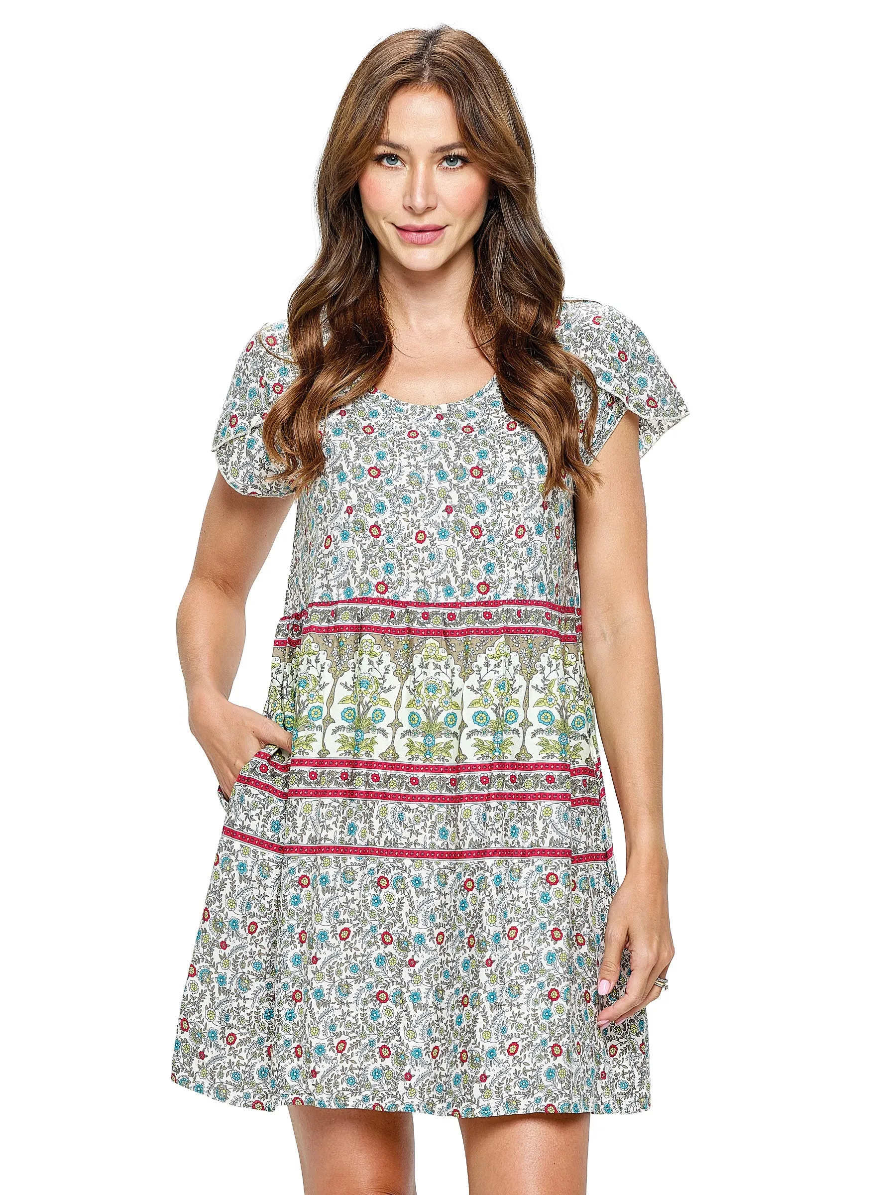 Dress Floral Pattern With Pockets