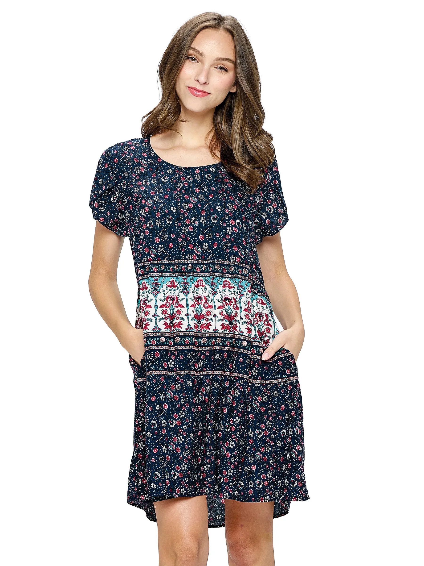 Dress Floral Pattern With Pockets