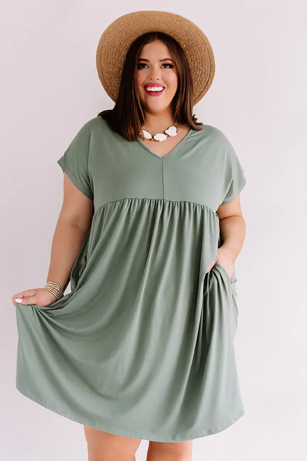 Dunes And Daydreams Babydoll Dress In Sage Curves