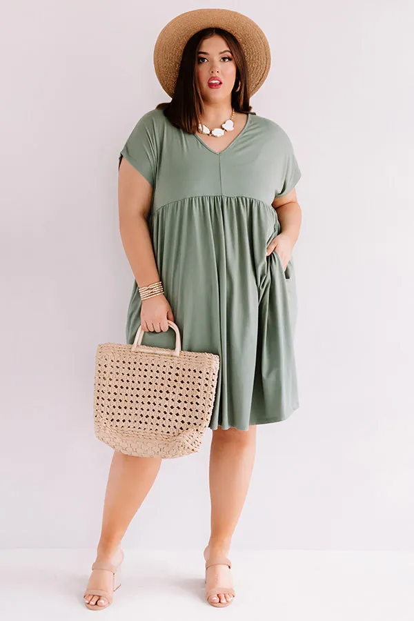 Dunes And Daydreams Babydoll Dress In Sage Curves