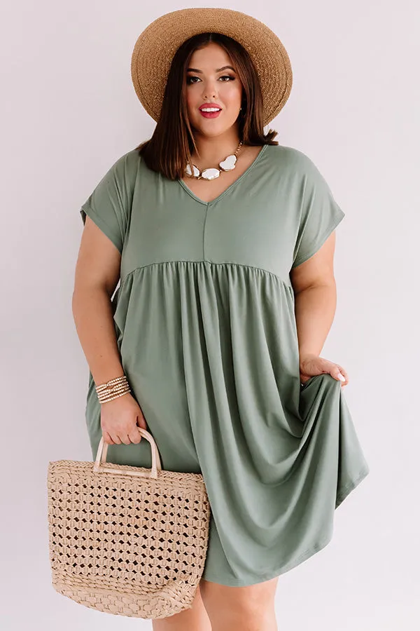 Dunes And Daydreams Babydoll Dress In Sage Curves