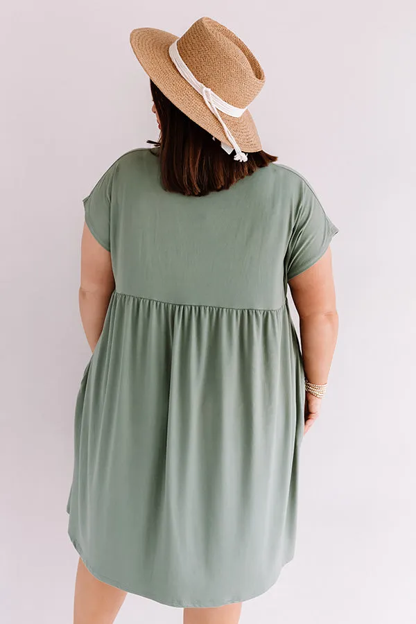 Dunes And Daydreams Babydoll Dress In Sage Curves