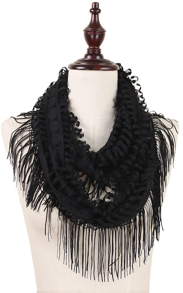 EAS9008 Lace Infinity Scarf With Tassel