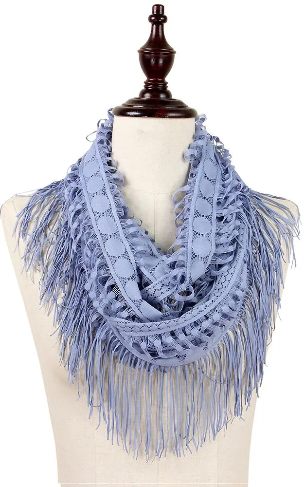 EAS9008 Lace Infinity Scarf With Tassel