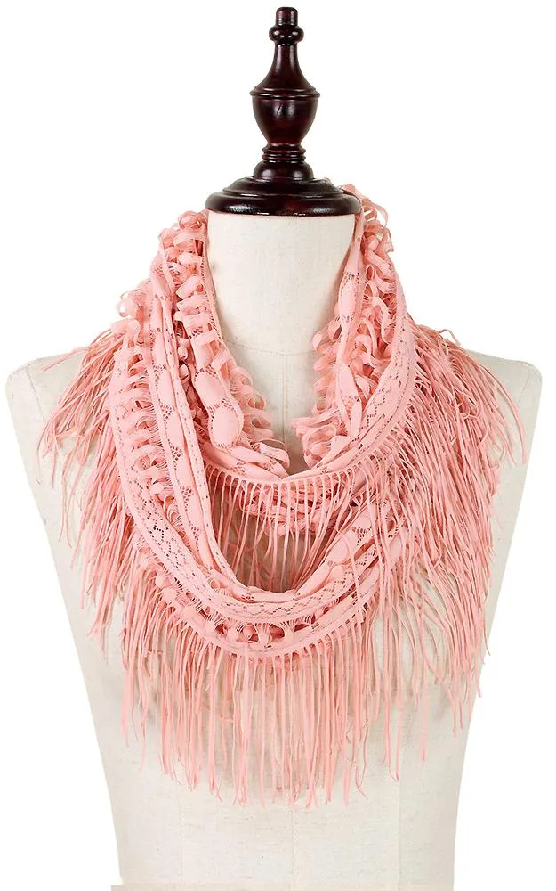 EAS9008 Lace Infinity Scarf With Tassel