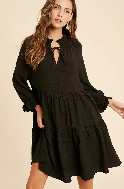 Elsie Ruffle Dress in Black